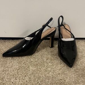 Chinese Laundry Glossy Black Slingback Heels